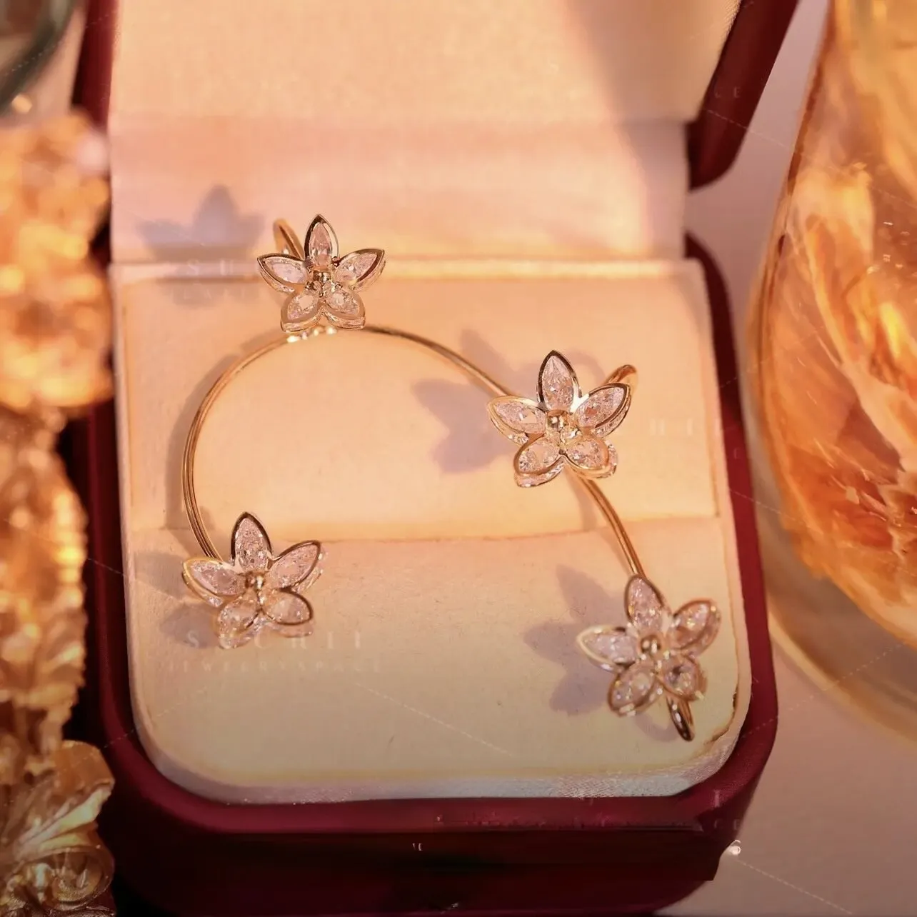 Elegant Flowers Adjustable Clip Earrings