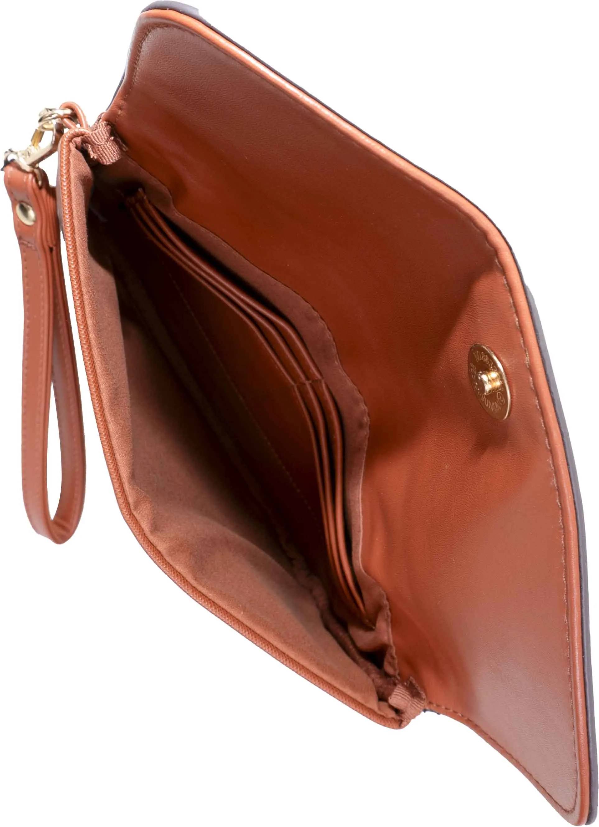 Ellen Tracy Saffiano & Smooth Flap  Wristlet