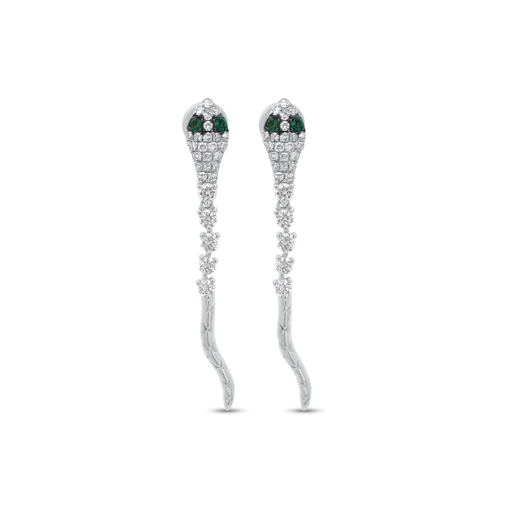 Emerald & Diamond Snake Dangle Earrings