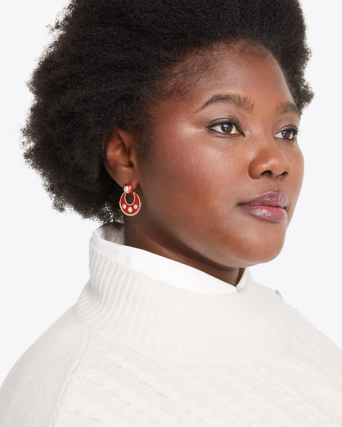 Enamel and Pearl Doorknocker Earrings