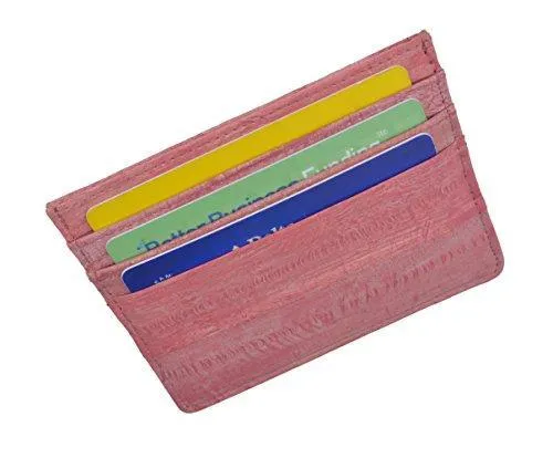 EW170/Waterproof Genuine Eel Skin Soft Leather Slim Thin Credit Card Holder Wallet