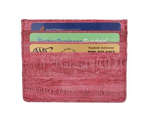 EW170/Waterproof Genuine Eel Skin Soft Leather Slim Thin Credit Card Holder Wallet