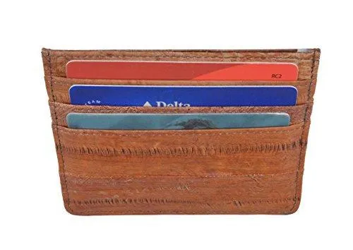 EW170/Waterproof Genuine Eel Skin Soft Leather Slim Thin Credit Card Holder Wallet