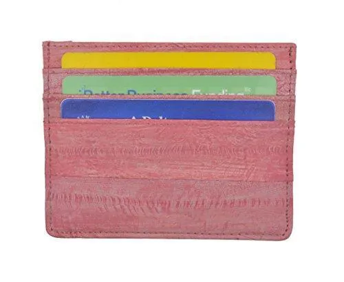 EW170/Waterproof Genuine Eel Skin Soft Leather Slim Thin Credit Card Holder Wallet
