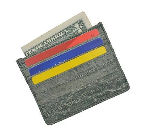 EW170/Waterproof Genuine Eel Skin Soft Leather Slim Thin Credit Card Holder Wallet