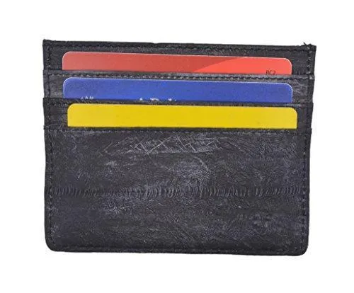 EW170/Waterproof Genuine Eel Skin Soft Leather Slim Thin Credit Card Holder Wallet