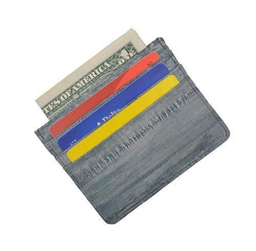 EW170/Waterproof Genuine Eel Skin Soft Leather Slim Thin Credit Card Holder Wallet