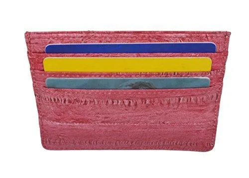 EW170/Waterproof Genuine Eel Skin Soft Leather Slim Thin Credit Card Holder Wallet