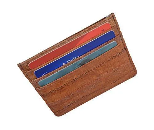 EW170/Waterproof Genuine Eel Skin Soft Leather Slim Thin Credit Card Holder Wallet