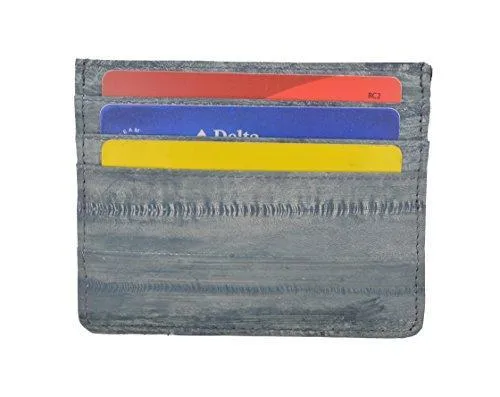 EW170/Waterproof Genuine Eel Skin Soft Leather Slim Thin Credit Card Holder Wallet