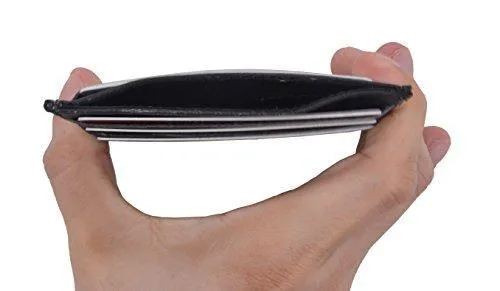 EW170/Waterproof Genuine Eel Skin Soft Leather Slim Thin Credit Card Holder Wallet