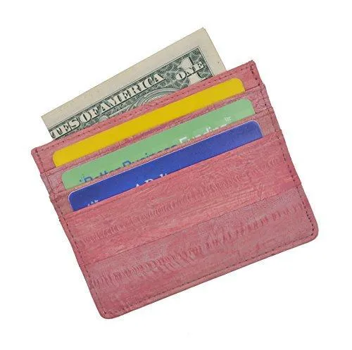 EW170/Waterproof Genuine Eel Skin Soft Leather Slim Thin Credit Card Holder Wallet