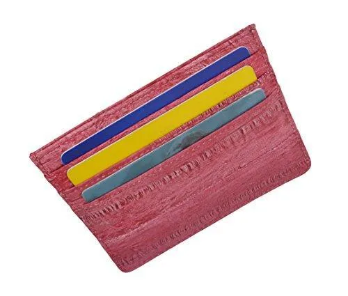EW170/Waterproof Genuine Eel Skin Soft Leather Slim Thin Credit Card Holder Wallet
