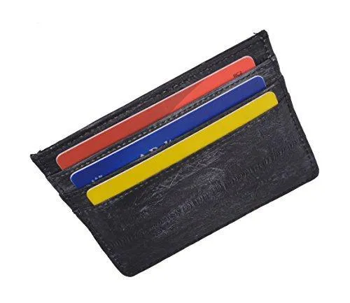 EW170/Waterproof Genuine Eel Skin Soft Leather Slim Thin Credit Card Holder Wallet