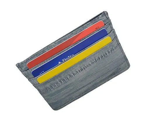 EW170/Waterproof Genuine Eel Skin Soft Leather Slim Thin Credit Card Holder Wallet