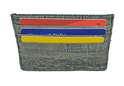 EW170/Waterproof Genuine Eel Skin Soft Leather Slim Thin Credit Card Holder Wallet