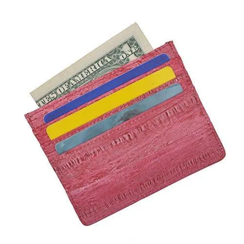 EW170/Waterproof Genuine Eel Skin Soft Leather Slim Thin Credit Card Holder Wallet
