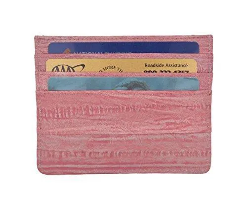 EW170/Waterproof Genuine Eel Skin Soft Leather Slim Thin Credit Card Holder Wallet