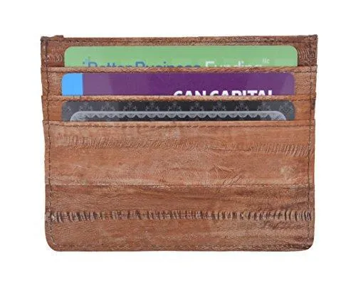 EW170/Waterproof Genuine Eel Skin Soft Leather Slim Thin Credit Card Holder Wallet