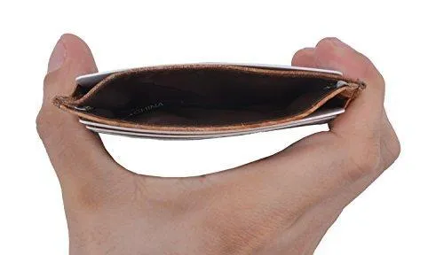 EW170/Waterproof Genuine Eel Skin Soft Leather Slim Thin Credit Card Holder Wallet