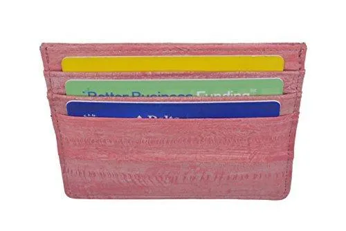 EW170/Waterproof Genuine Eel Skin Soft Leather Slim Thin Credit Card Holder Wallet