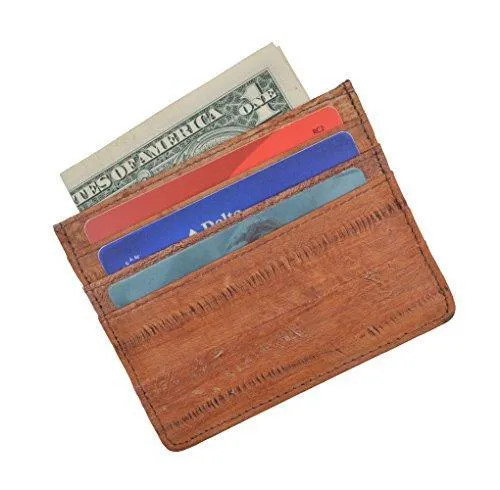 EW170/Waterproof Genuine Eel Skin Soft Leather Slim Thin Credit Card Holder Wallet