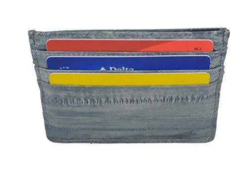 EW170/Waterproof Genuine Eel Skin Soft Leather Slim Thin Credit Card Holder Wallet