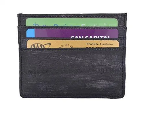 EW170/Waterproof Genuine Eel Skin Soft Leather Slim Thin Credit Card Holder Wallet