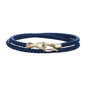 Fish Hook Wrap Leather Bracelet in Silver