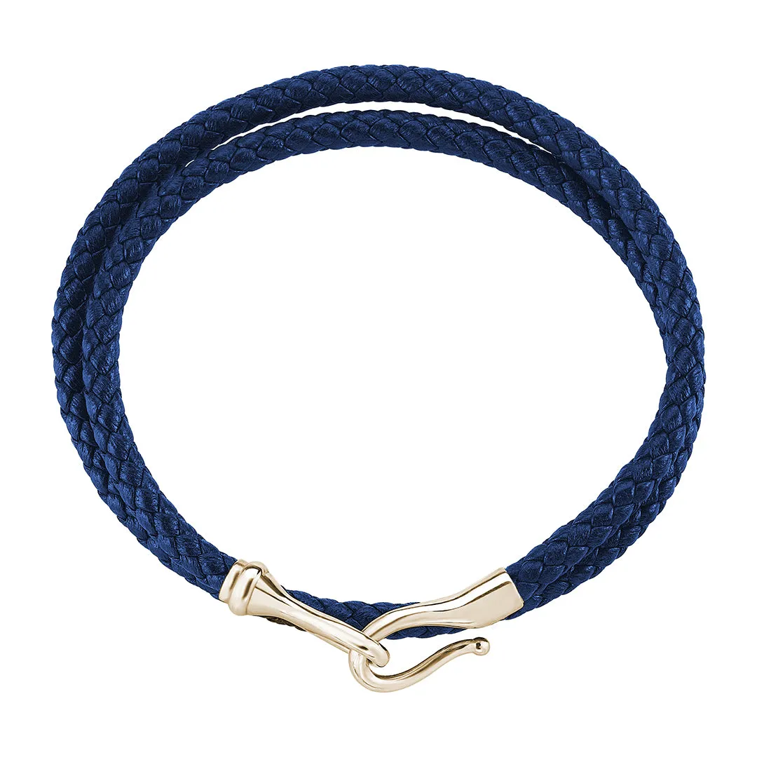 Fish Hook Wrap Leather Bracelet in Silver