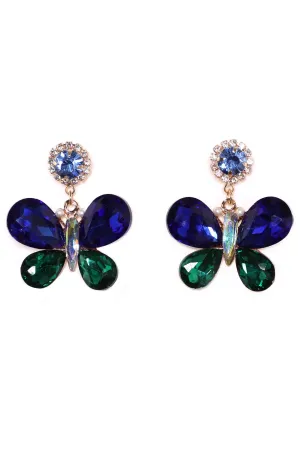Garden Butterfly Drop Earrings - Blue/combo