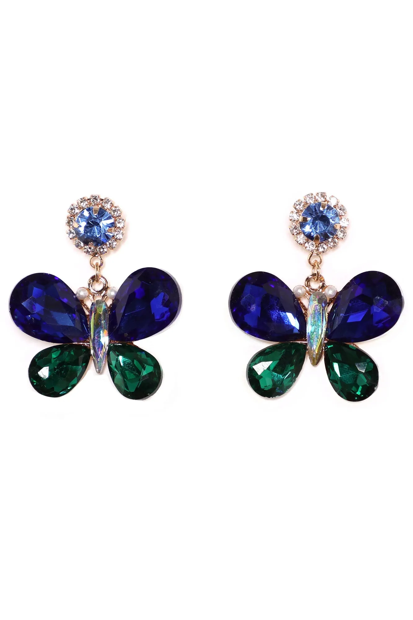 Garden Butterfly Drop Earrings - Blue/combo
