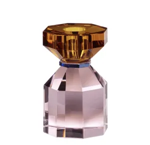 Gem Crystal Candle Holder Amber/Pink