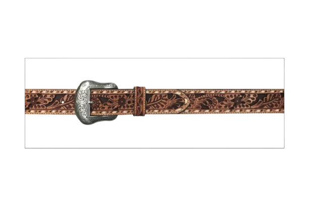 Gem Dandy Men's Roper Floral Tooled Belt