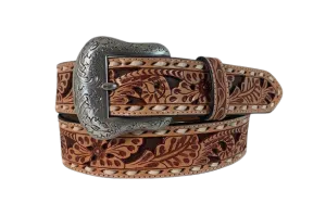 Gem Dandy Men's Roper Floral Tooled Belt