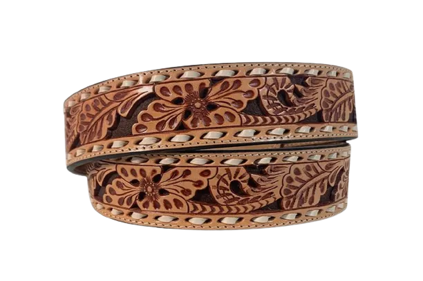 Gem Dandy Men's Roper Floral Tooled Belt