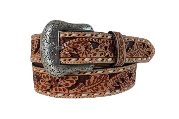 Gem Dandy Men's Roper Floral Tooled Belt