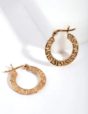 Gold Greek Key Hoop Earrings