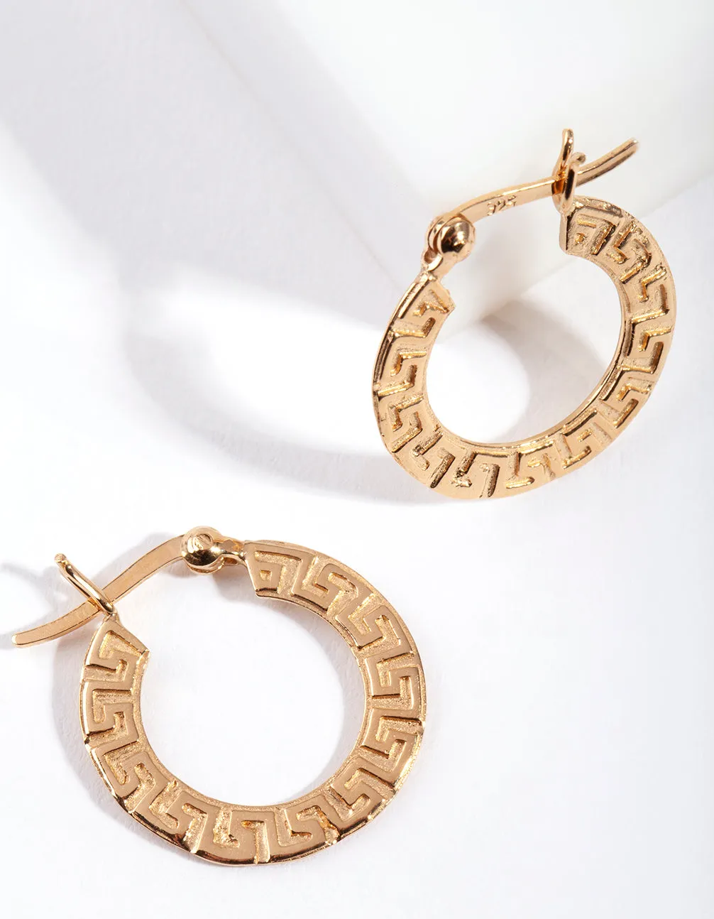 Gold Greek Key Hoop Earrings