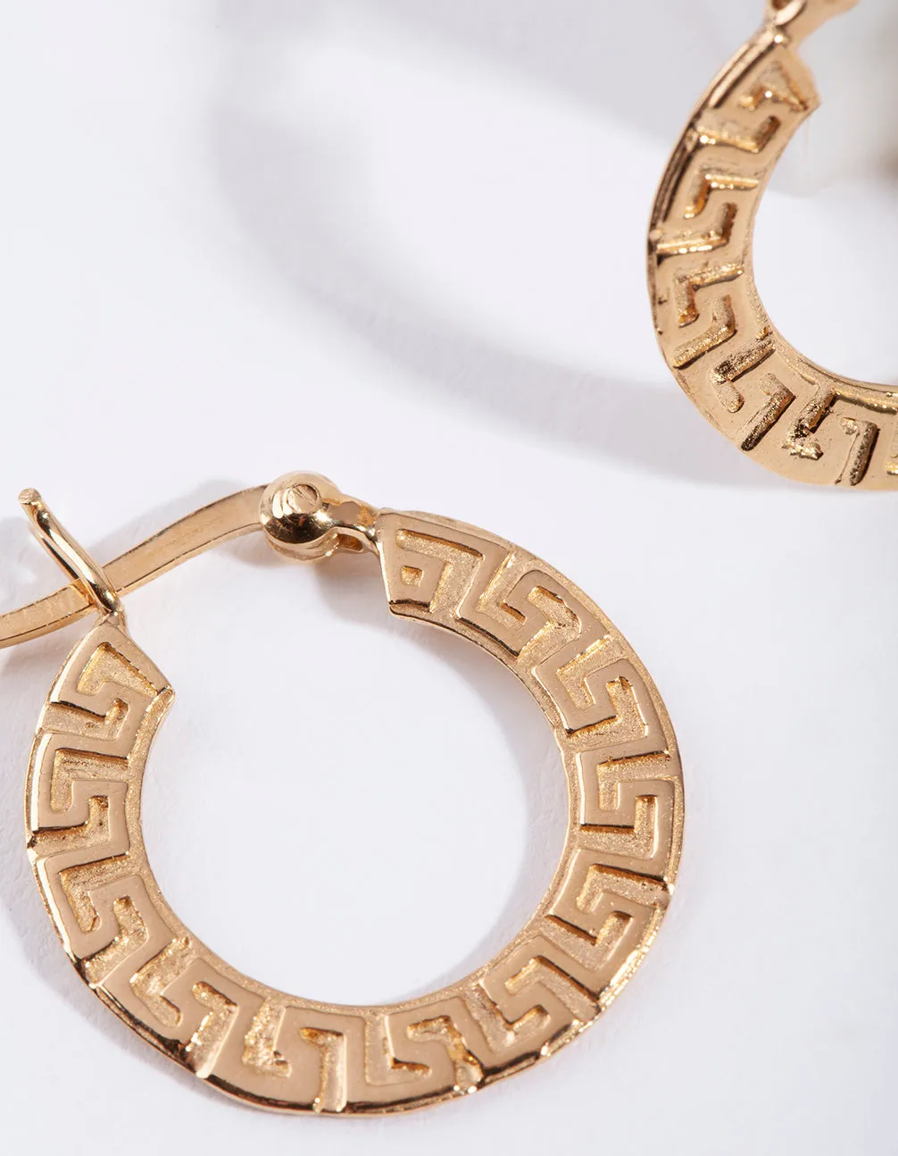 Gold Greek Key Hoop Earrings
