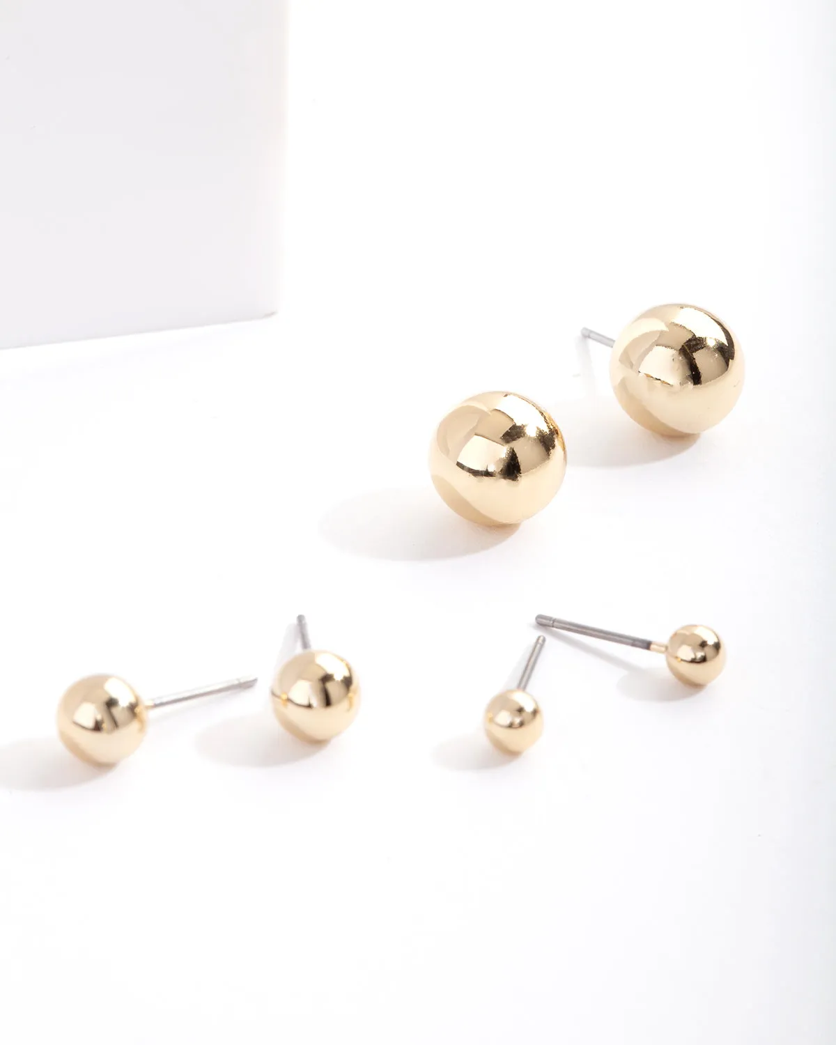 Gold Plated Graduating Ball Stud Earring Pack