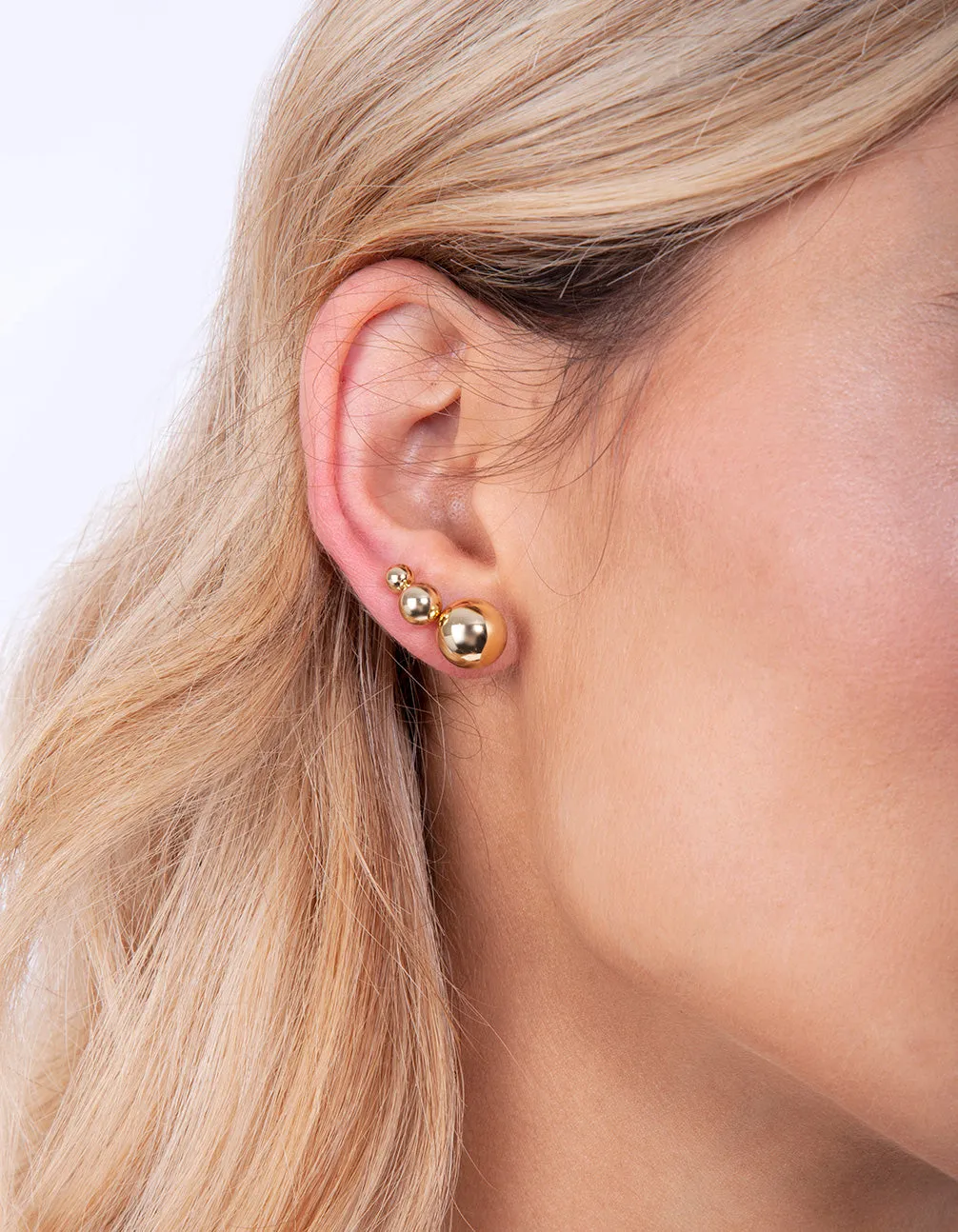 Gold Plated Graduating Ball Stud Earring Pack