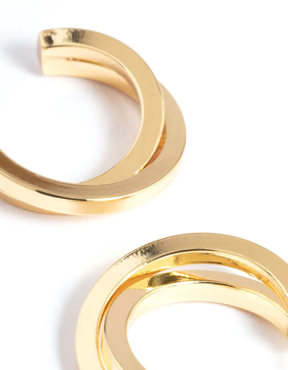 Gold Plated Square Crossover Double Hoop Earrings