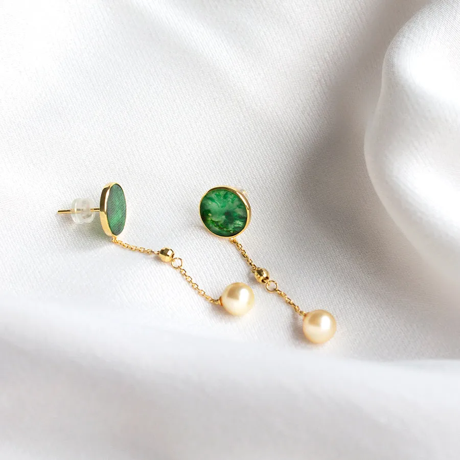 Jade and Akoya Pearl 18K Gold Earrings