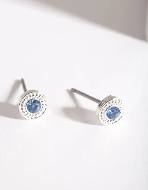 Kids Silver Blue Stud Earrings