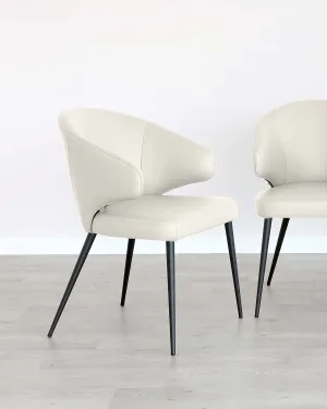 Landon White Real Leather Dining Chair