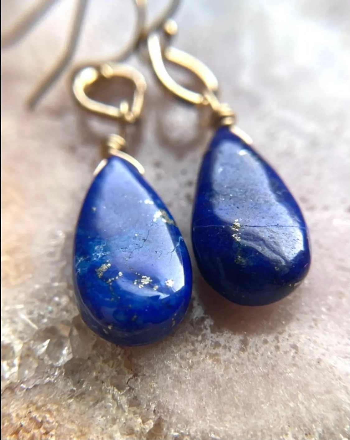 Lapis Gold Filled Dangle Earrings Royal Blue