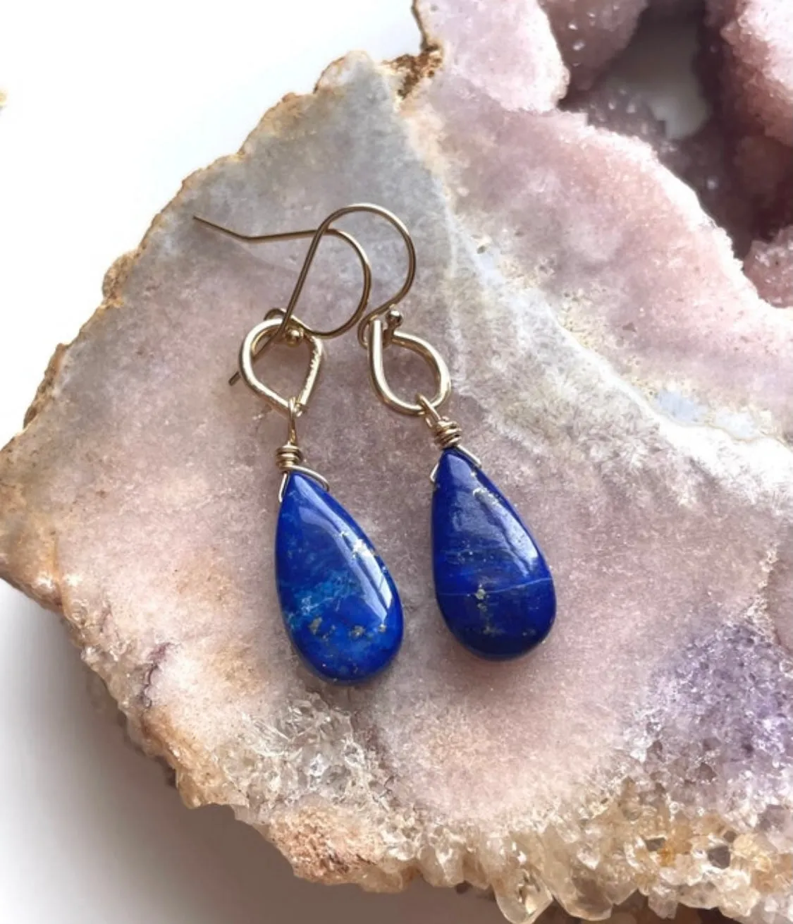 Lapis Gold Filled Dangle Earrings Royal Blue
