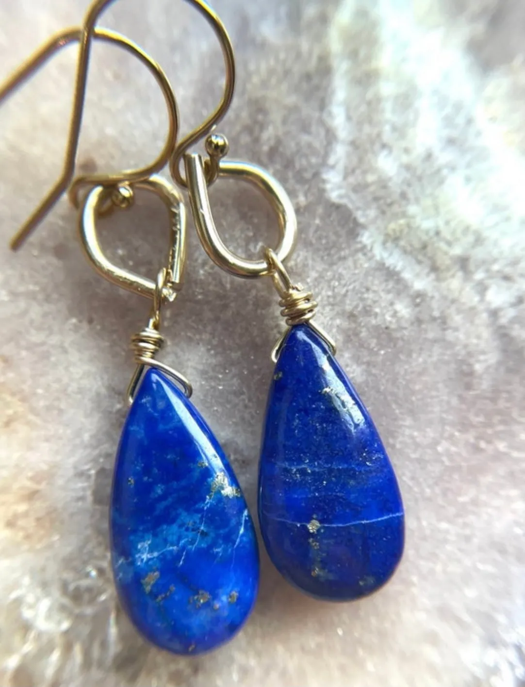 Lapis Gold Filled Dangle Earrings Royal Blue