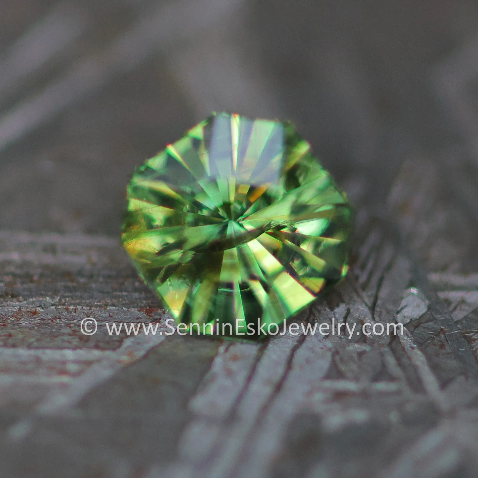 (Less Than Perfect) 0.58 carat Yellowish Green Sapphire Octagon -  Precision Cut, 4.8x5.1mm